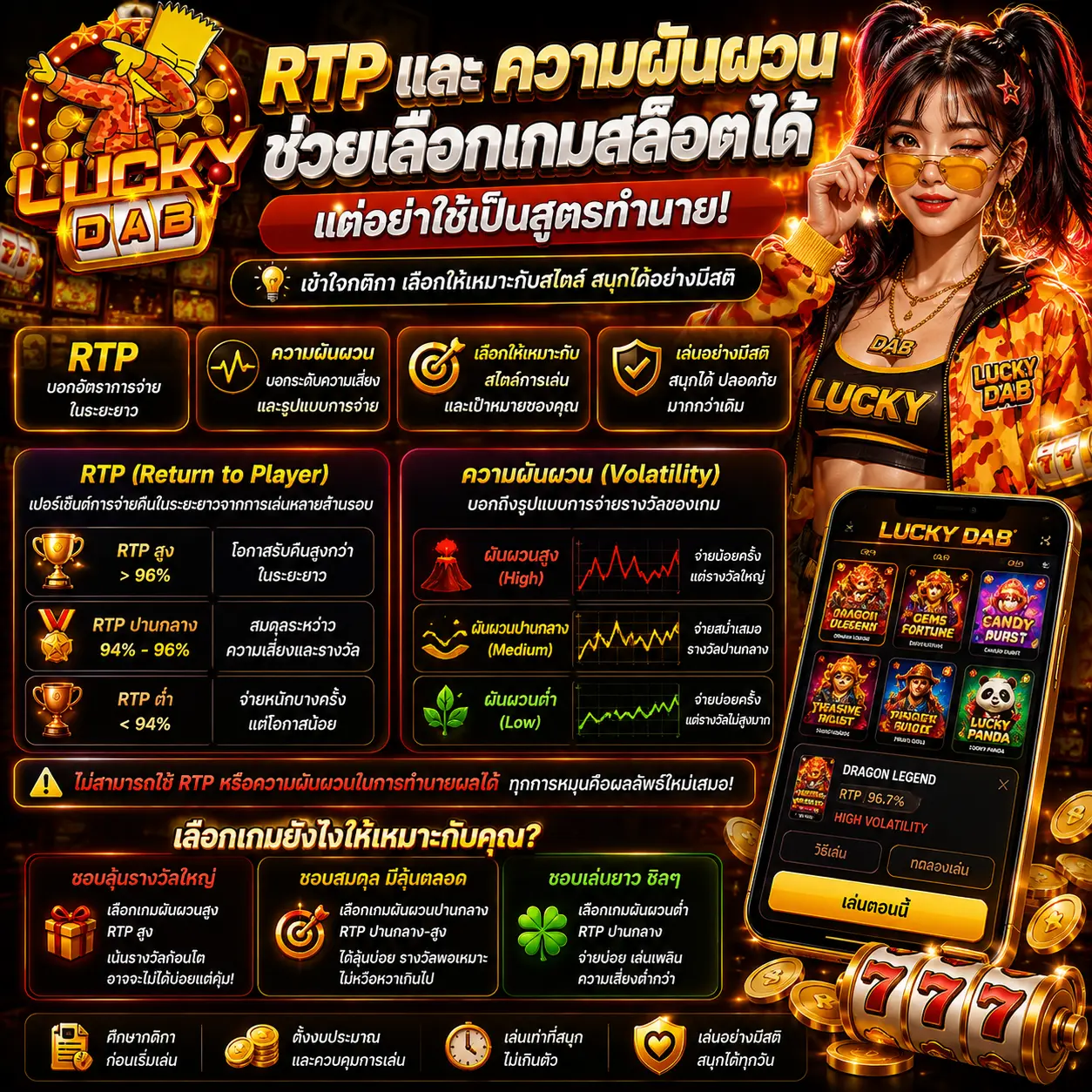 RTP และความผันผวนช่วยเลือกเกมสล็อตได้ แต่อย่าใช้เป็นสูตรทำนาย